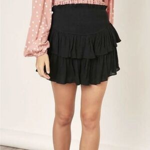 Moonlight Black Ruffled mini Skirt